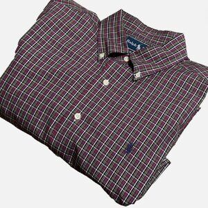 RALPH LAUREN Classic Fit Men's Long Sleeve Button Up Plaid Shirt Size Medium